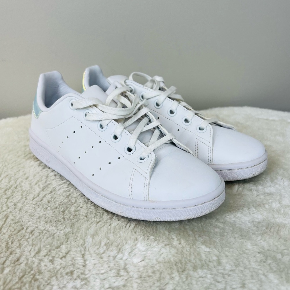 Adidas White Sneakers with Iridescent Detail